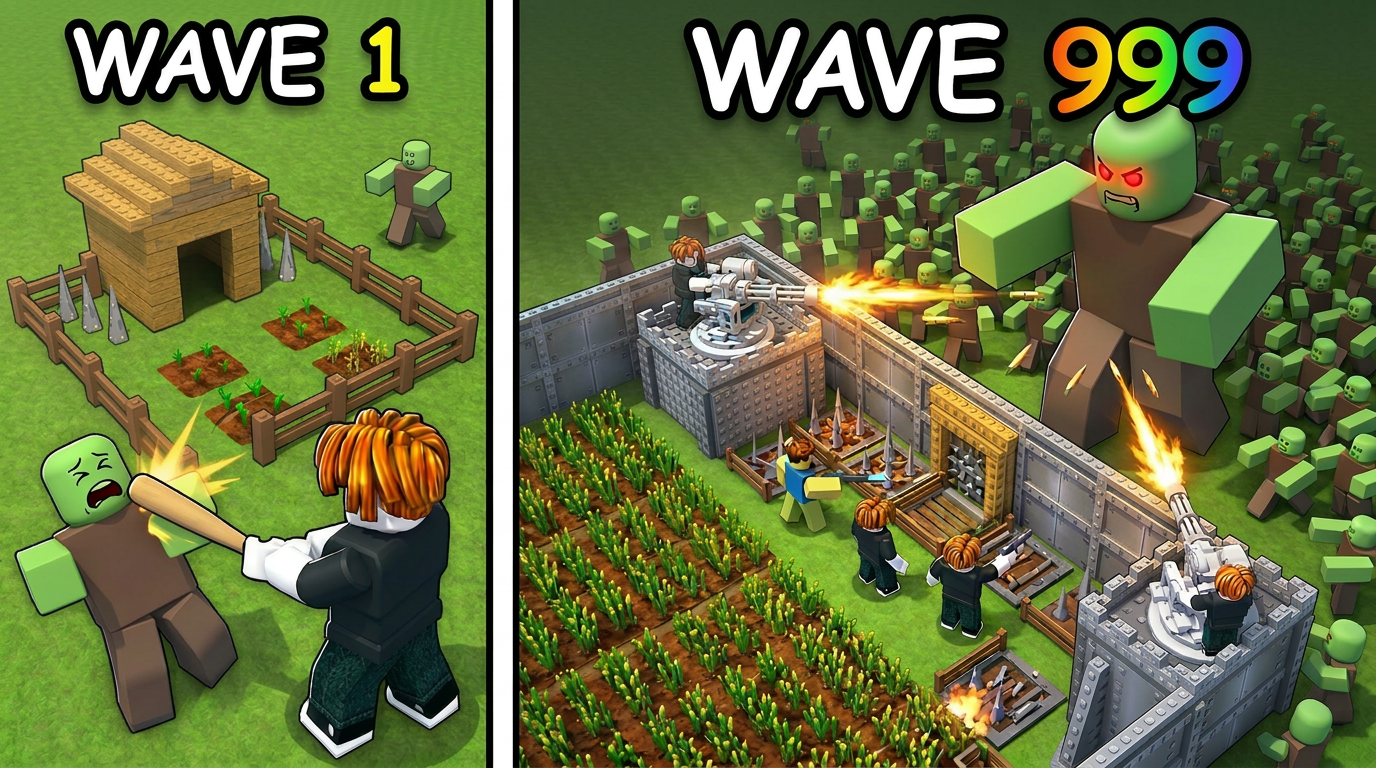 Wave 1 vs Wave 999 base progression comparison